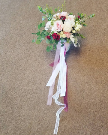 Burgundy and Blush Boho style Wedding Bouquet, Hand tied