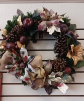 Burgundy And Gold Artificial Wreath