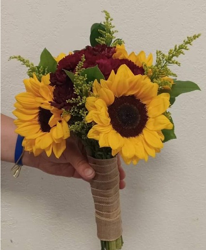 Burgundy and Sunflower Bouquet  Wedding Bouquet