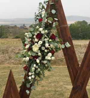 Burgundy Arch flowers (Willow Hill Lodge) Ceremony 