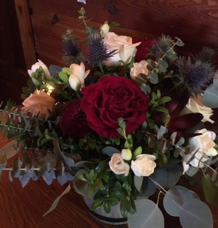 Burgundy & Blush  Reception Flowers