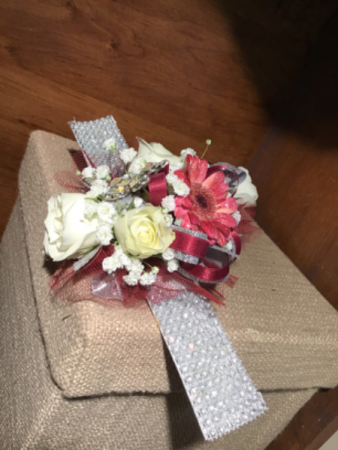 Burgundy corsage