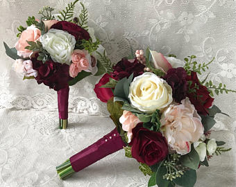 BURGUNDY FALL BOUQUET Roses, carnations, and more