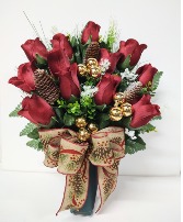 BURGUNDY SILK ROSE CEMETARY CONE 