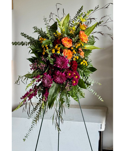 Burgundy Sunset Standing Spray Powell Florist Sympathy