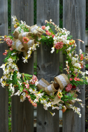 Burlap and Lace Silk Wreath