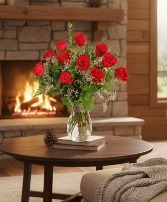 Burning Red Roses Rose Arrangement
