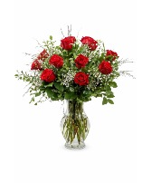 Burning Red Roses Rose Arrangement