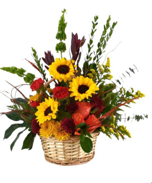 Burst Of Autumn Basket arrangement