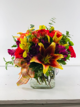 Burst of Fall Container Arrangement