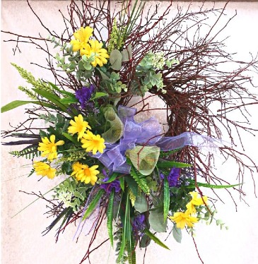 Burst of Spring Permanent Botanical Wreath  in Glen Rock, PA | Flowers by Cindy