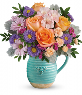 Busy Bee Pitcher Bouquet All-Around Floral arrangement