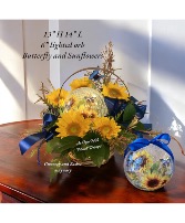 Butterflies and Sunflowers Basket Basket arrangement 