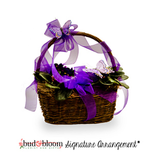 Butterflies & Violets Floral Basket