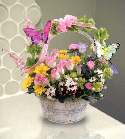 Butterfly Basket Basket Arrangement...Butterflies May Vary In Color in
