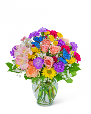 Butterfly Blooms Flower Arrangement in Nevada, IA | Flower Bed Butterfly Blooms Flower Arrangement in Nevada, IA | Flower Bed