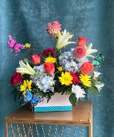 BUTTERFLY BOX FLOWER ARRANGEMENT