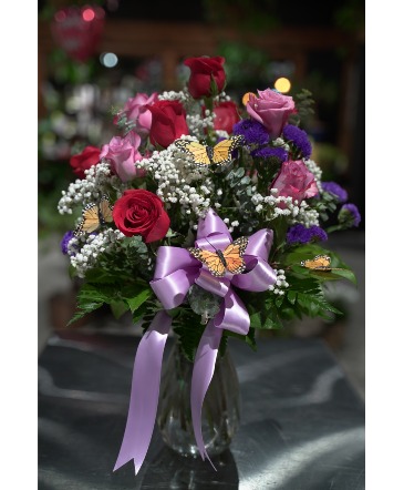 Butterfly Garden Rose Arrangement  in South Milwaukee, WI | PARKWAY FLORAL INC.