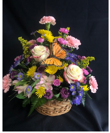 Butterfly kisses Basket arrangement  in Niagara Falls, NY | ABBY'S LOFT FLORIST & GIFTS