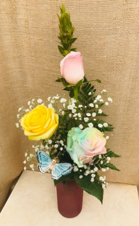 Butterfly Kisses Rose Vase