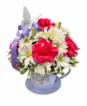 Butterfly Kisses Tea Cup Tin Planter