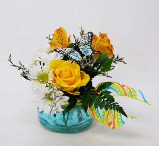 Butterfly Landing Flower Arrangement