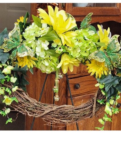 Butterfly Moment Silk Floral Grapevine Wreath