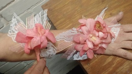 Buttlerflies and Lace Wristlet with Boutonniere