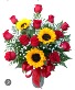 Buy One Dz Long Stem Red Rose with Sunflowers 