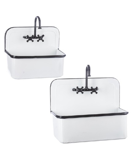 B&W Enamel Sink Planter