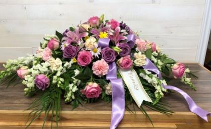 S-CS24 Mauve and Pink Tribute Family Spray for casket
