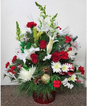 Winter Holly Jolly  FHF-017 Fresh Flower Arrangement (Local Delivery Area Only)