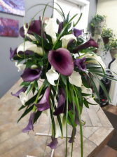  Purple Calla Lily Cascade Bouquet Wedding Flowers