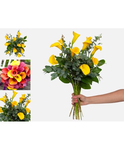 Local Calla Elegance YELLOW Hand Tied, Vase Ready Bouquet