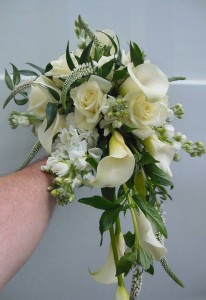 Calla Lilies Roses Stock Veronica Wedding Bouquet In Hartville