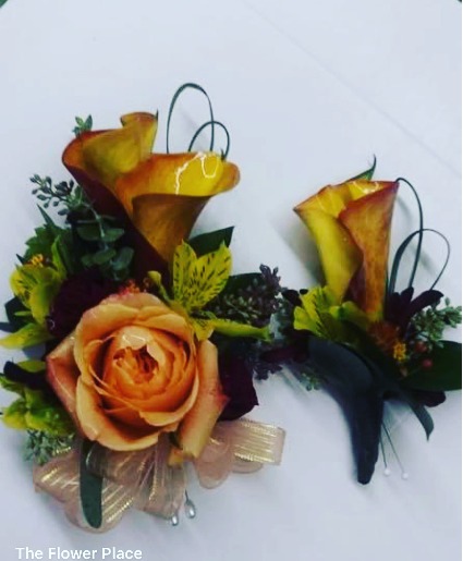 Calla Lily Corsage and Boutonniere Set Formal