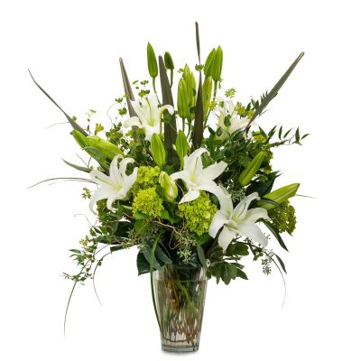 Calming Greens and Whites Vase Arragement