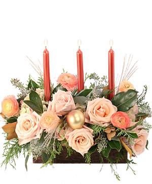 Calming Peach Roses Centerpiece 