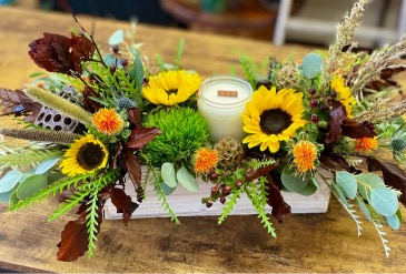 'Warm Fall Wishes' Candle Centerpiece in Norfolk, NE | Blossom + Birch