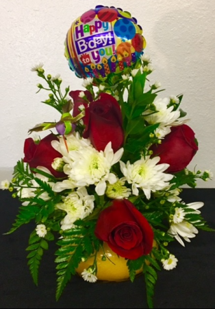 Birthday Celebration Candle & Floral Duo