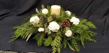 Candle in the Woods Christmas Arrangement 