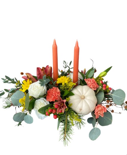 Candle-lit Thanksgiving Centerpiece Thanksgiving Arrangement 