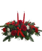 Candlelight reds and whites Centerpiece
