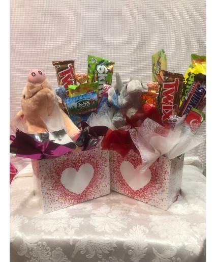 Candy Basket with Plush Animal 