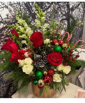 Candy Cane Arrangement Holiday Christmas flowers