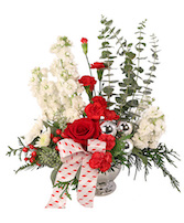 Candy Cane Carnations Christmas Arrangement