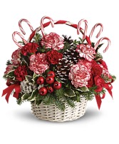 Candy cane Christmas basket Christmas centerpiece