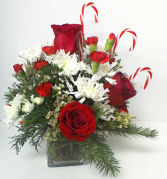 Candy Cane in a Cube Table Top Arrangement
