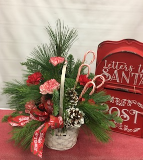 Candy Cane Lane Mailbox Bundle FRESH FLOWER ARRANGEMENT AND GIFT BUNDLE