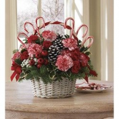 Candy Canes n' Pine Cones Basket Arrangement